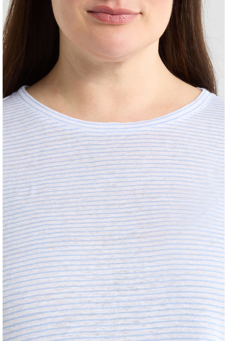 Stripe Long Sleeve Organic Linen T-Shirt, Alternate, color, SKYLIGHT