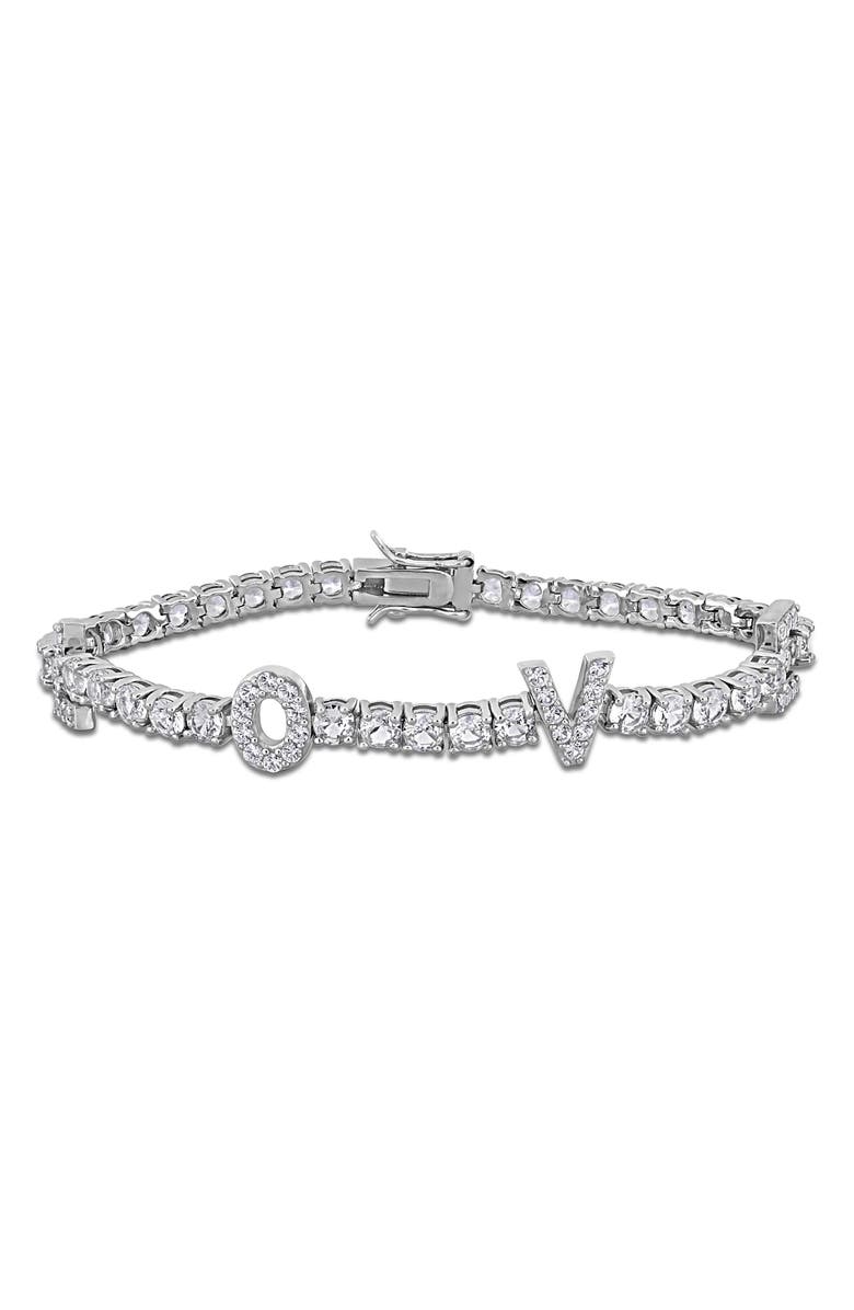 DELMAR Lab Created White Sapphire Tennis Bracelet, Main, color,