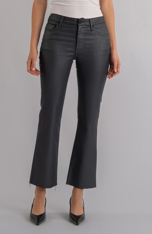 Kut From The Kloth Kelsey Coated Raw Hem High Waist Ankle Flare Jeans In Black