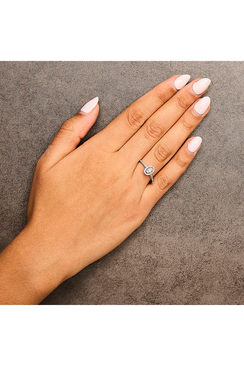 14K White Gold 1/5 Cttw Diamond With Halo Engagement Ring, Alternate, color, White