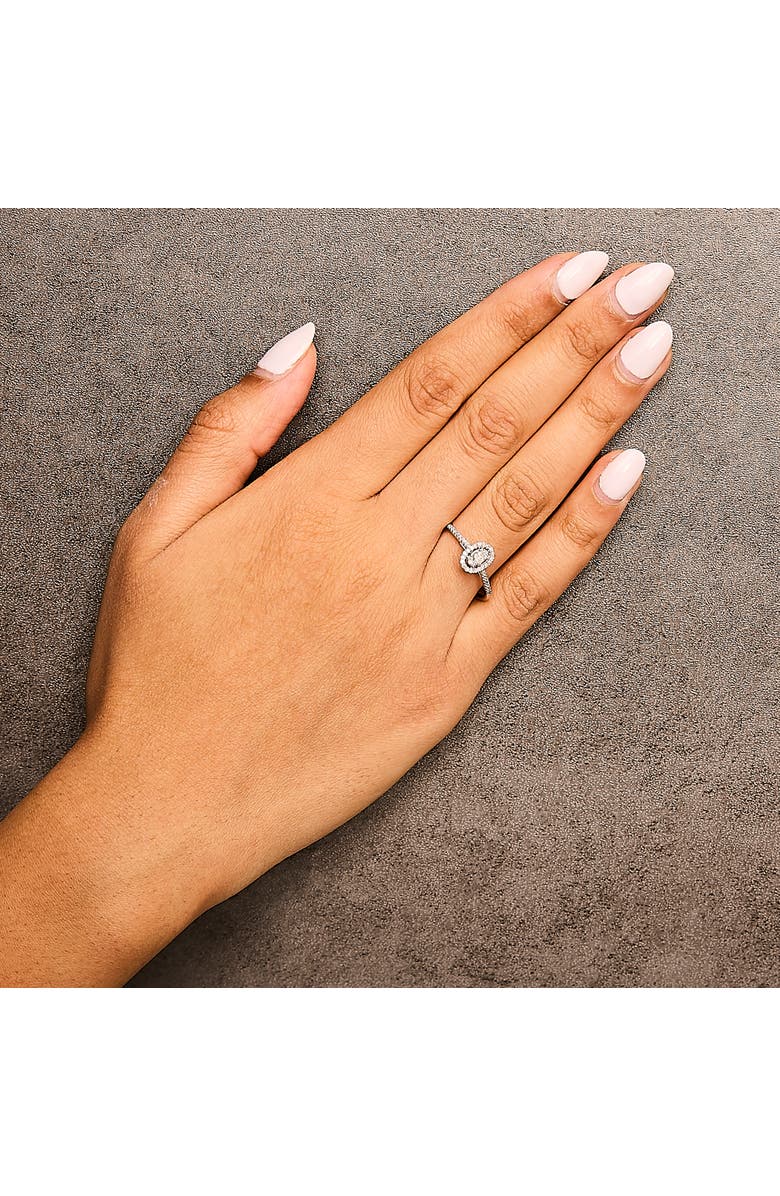 Haus of Brilliance 14K White Gold 1/5 Cttw Diamond With Halo Engagement Ring, Alternate, color, White