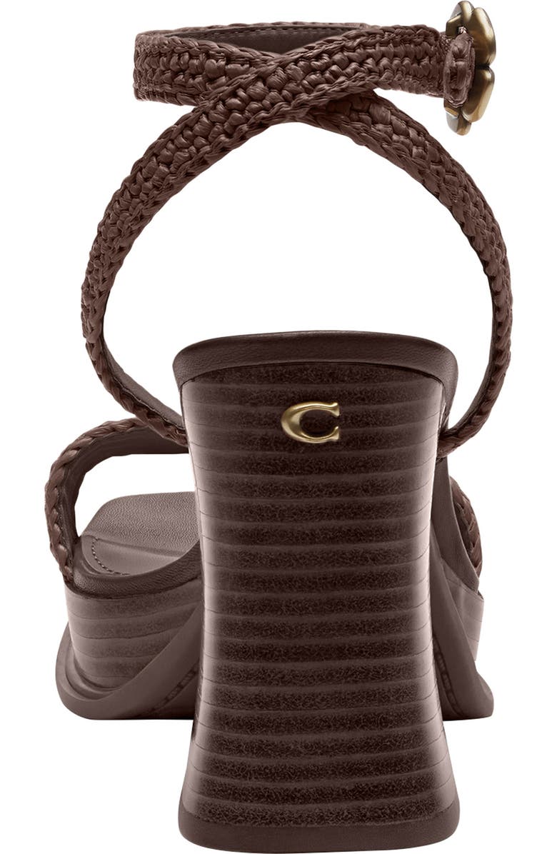 COACH Tea Rose Raffia Platform Ankle Strap Sandal, Alternate, color, Maple