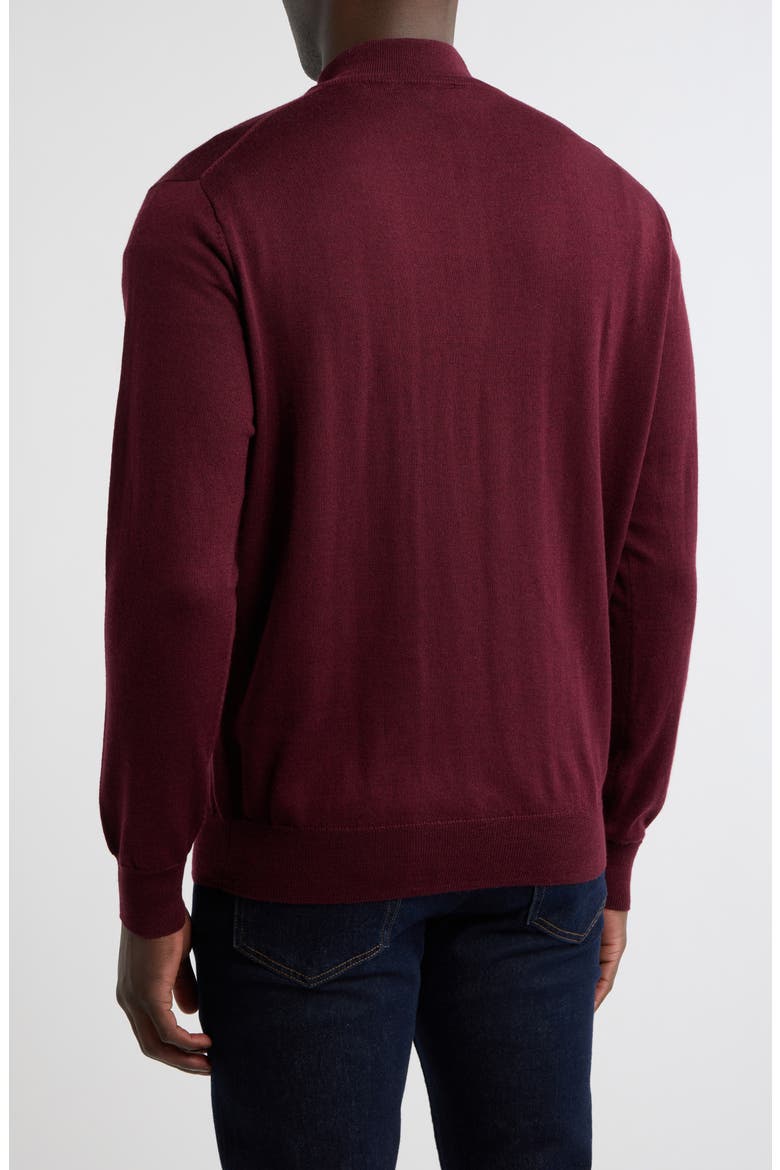 Autumn Crest Suede Trim Quarter Zip Sweater, Alternate, color, BORDEAUX
