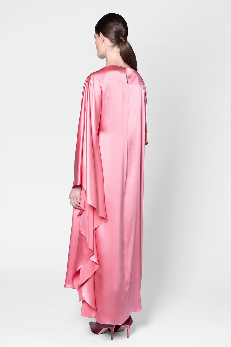 Silk A-line Draped Ida Dress, Alternate, color, Rosado