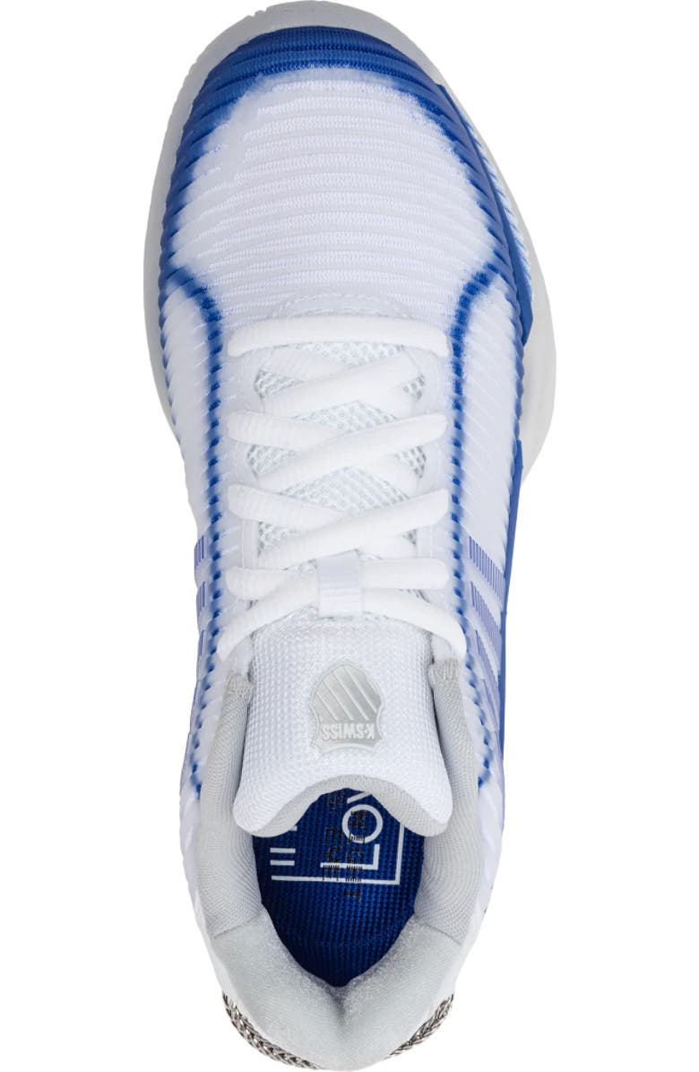 K-Swiss x Lucky In Love Hypercourt Express 2 Womens Tennis Shoes, Alternate, color, White/Electric Blue/Silver