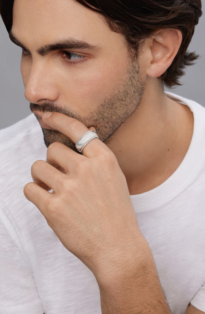 LAGOS Men's Anthem Caviar Lined Band Ring, Alternate, color, Silver