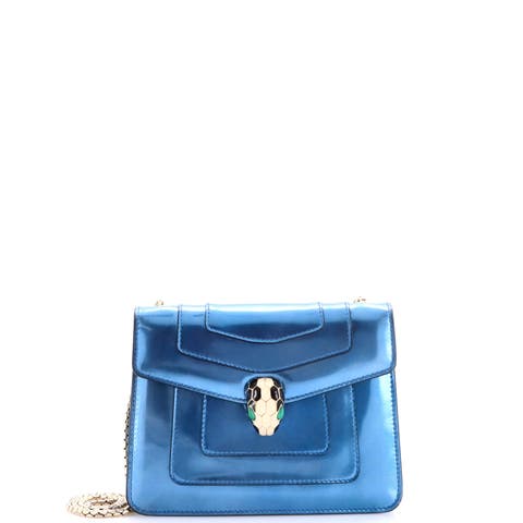 Serpenti Forever Square Shoulder Bag Metallic Leather Small