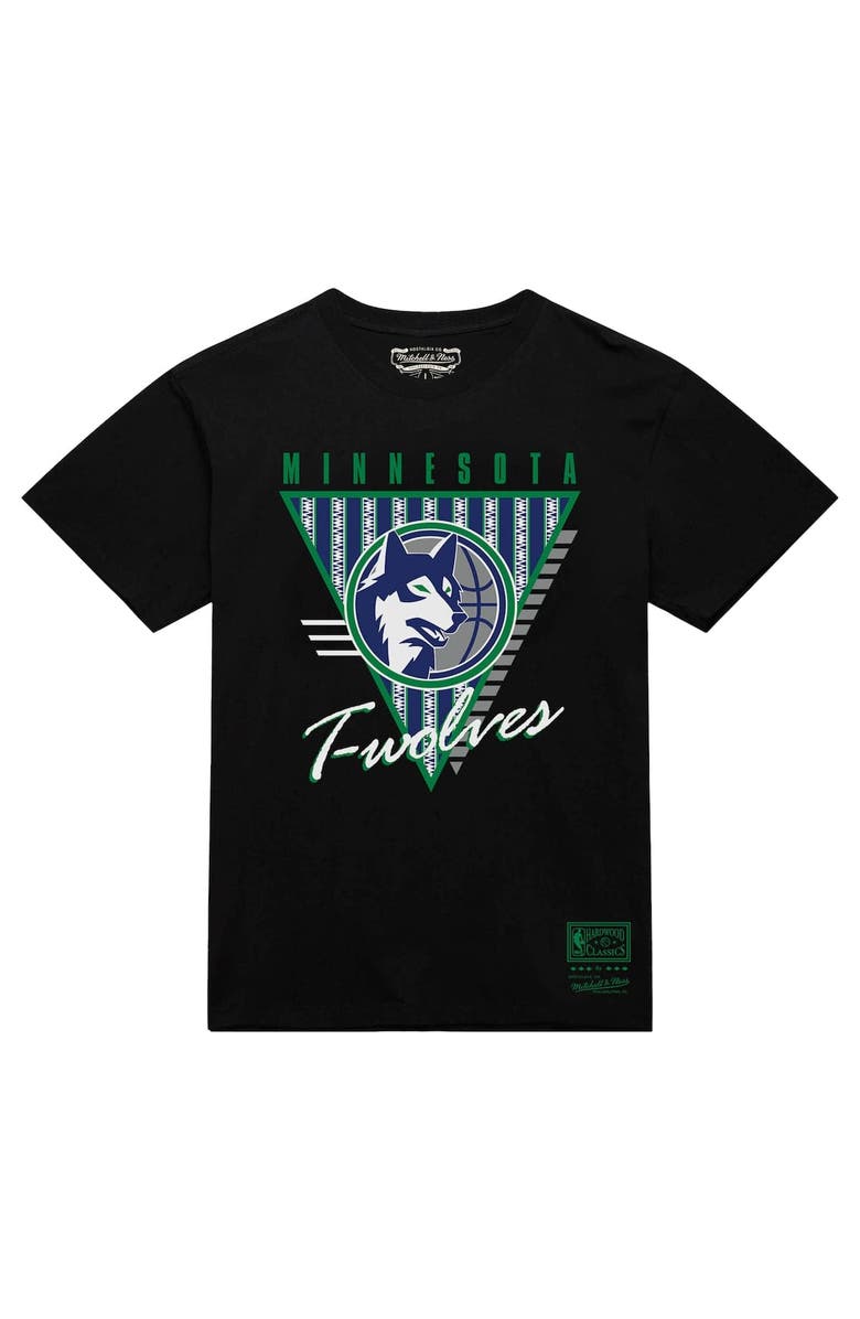 Mitchell & Ness Men's Mitchell & Ness  Black Minnesota Timberwolves Worldwide Collection Tri-Logo T-Shirt, Alternate, color, Black