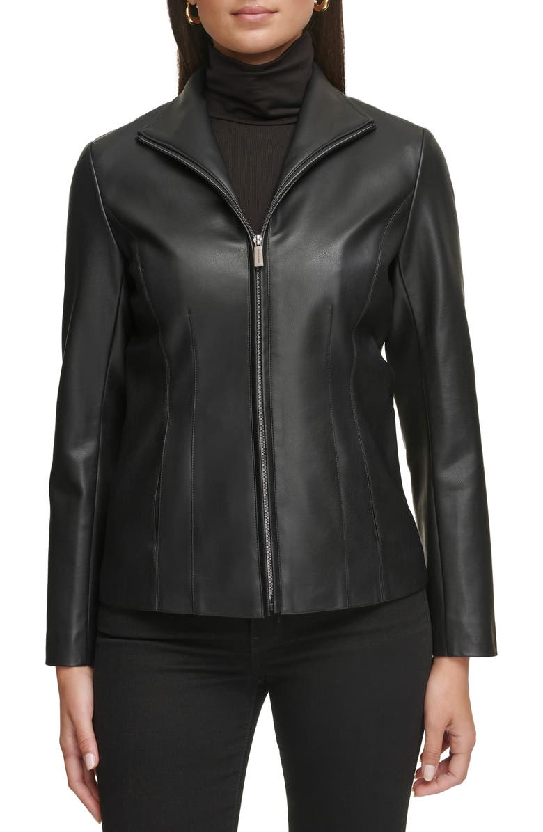 Kenneth Cole Faux Leather Zip Jacket, Main, color,