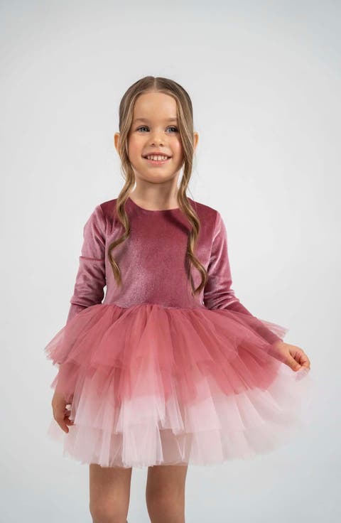 Luna Long Sleeve Velvet Tutu Dress (Baby)