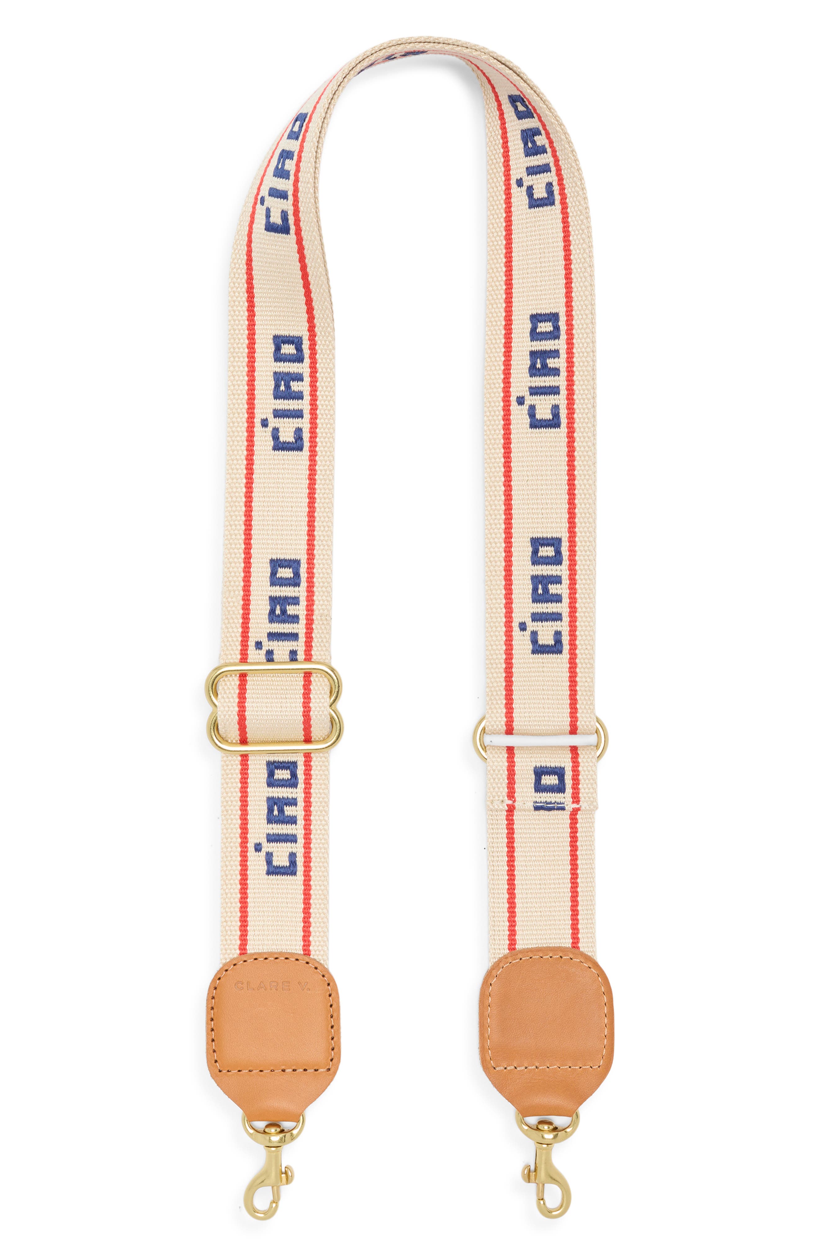 Clare V. Adjustable Crossbody Strap, Main, color, Cream/ Navy