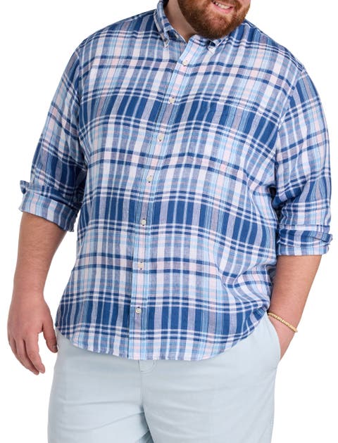 Big & Tall Pelican Point Plaid Linen Sport Shirt