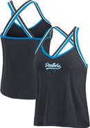 WEAR by Erin Andrews Women's WEAR by Erin Andrews Black Carolina Panthers Cross Strap Tri-Blend Tank Top