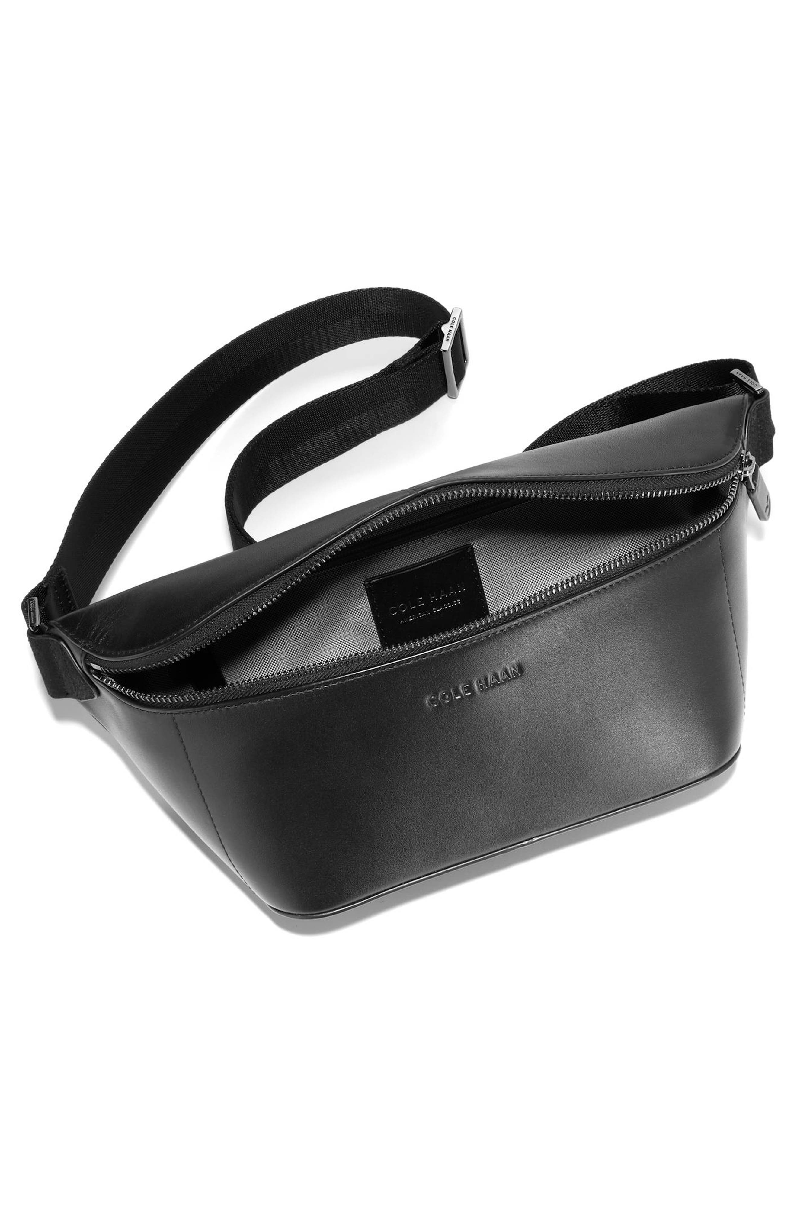 Cole Haan AC Leather Sling Belt Bag, Alternate, color, Black