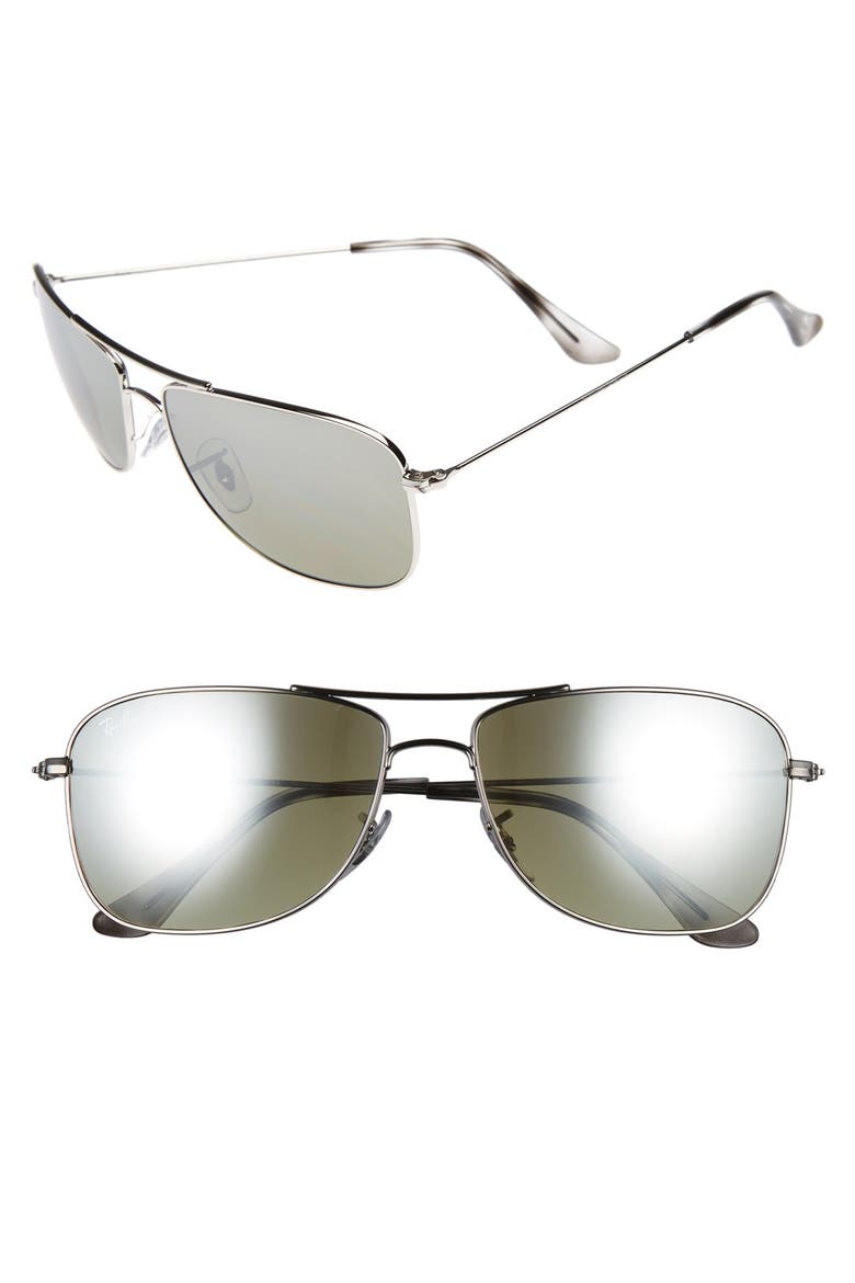 Tech 59mm Polarized Sunglasses, Main, color, GREY MIRROR