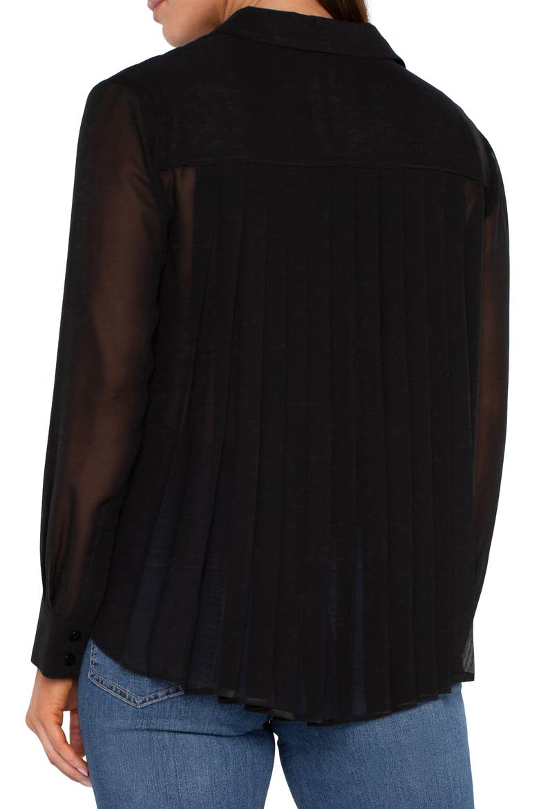 Chiffon Button-Up Shirt, Alternate, color, BLACK