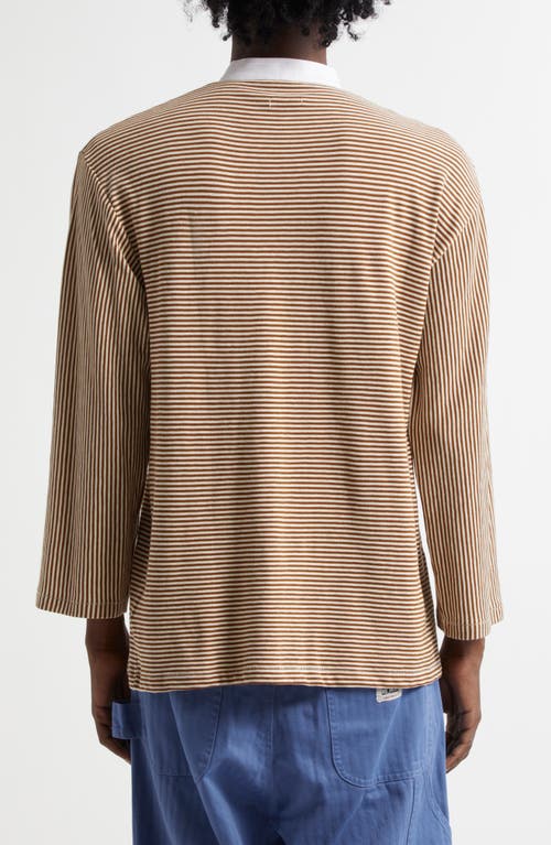 Bode Newton Stripe Top In Brown Cream