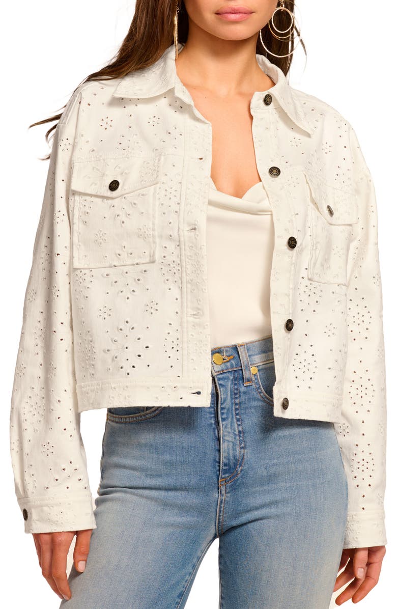 Ramy Brook Martha Eyelet Embroidery Denim Jacket, Main, color, 