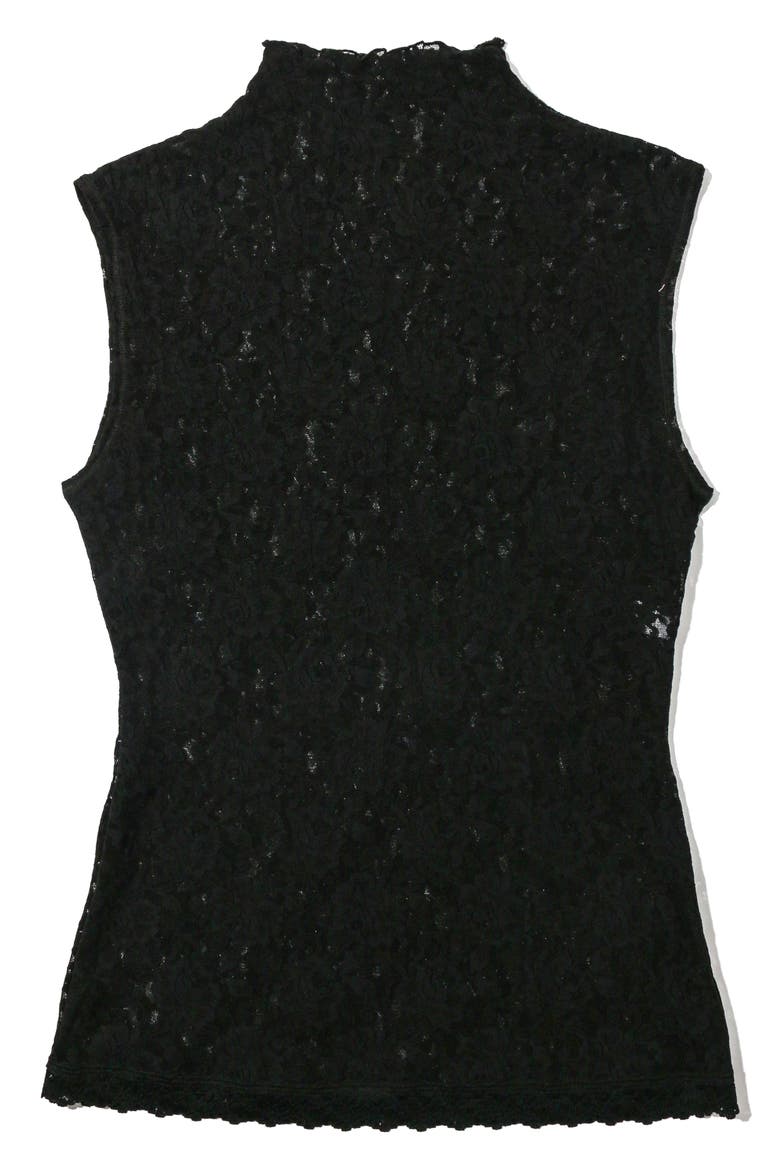 Sig Mock Neck Sheer Lace Top, Alternate, color, BLACK