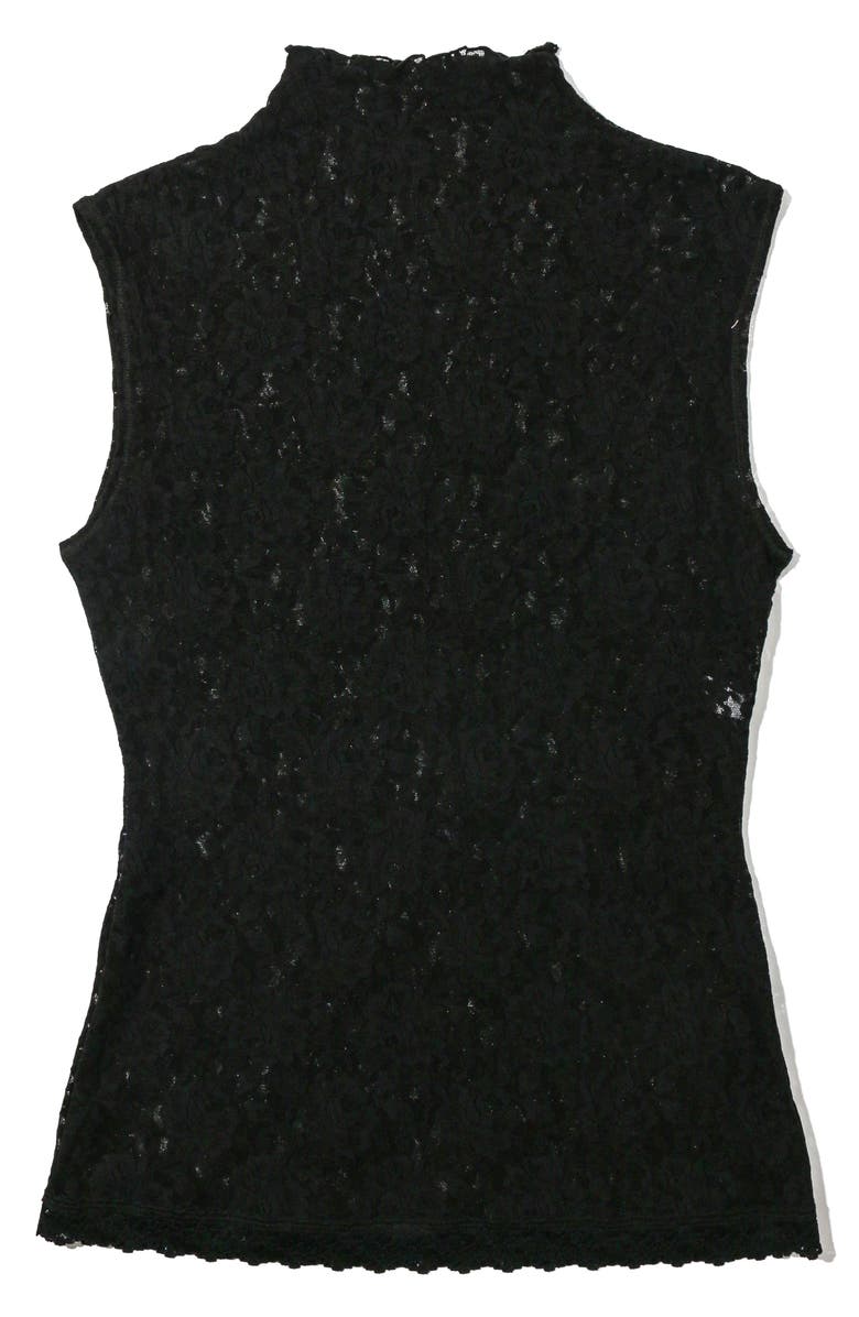 Hanky Panky Sig Mock Neck Sheer Lace Top, Alternate, color, Black