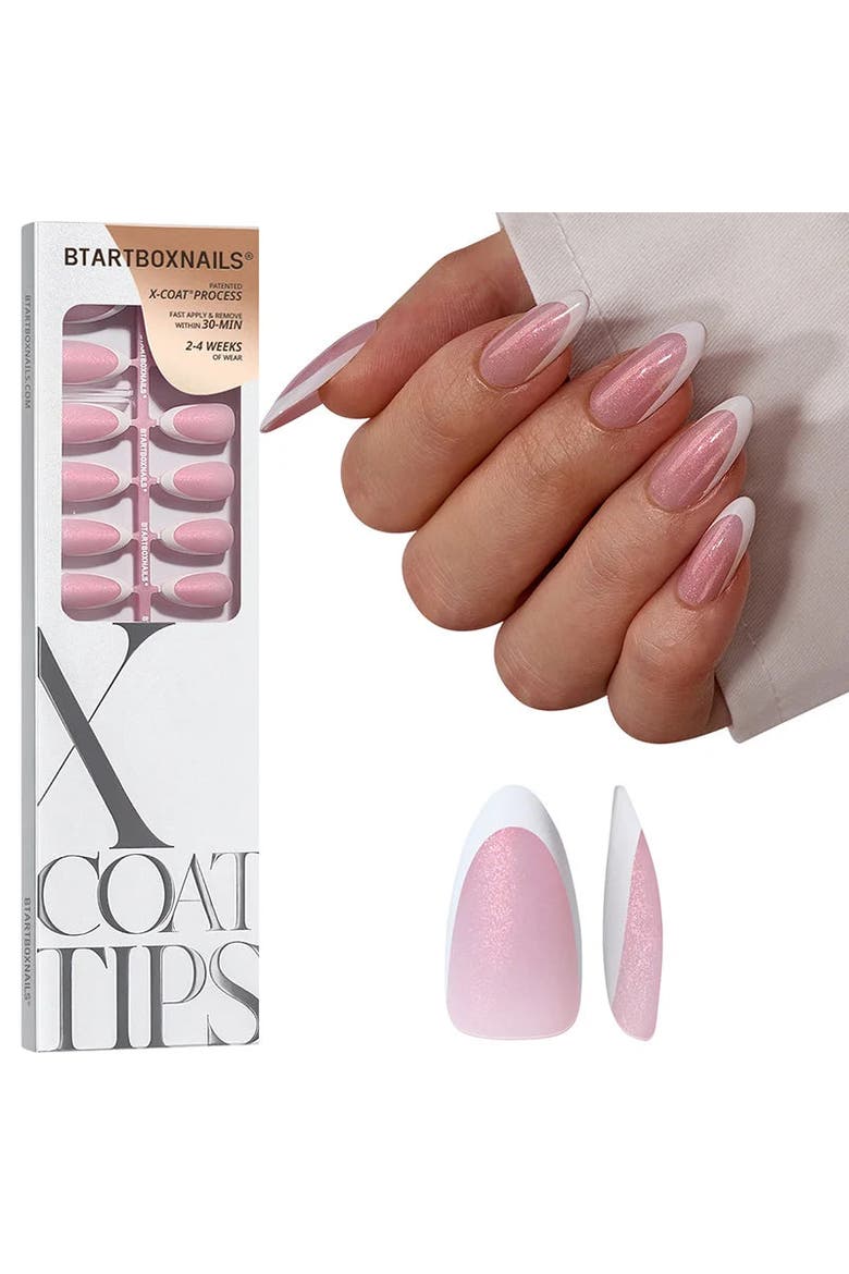 Soft Gel Nail Tips XCOATTIPS® French - Glitter Base Collection, Main, color, Medium Almond