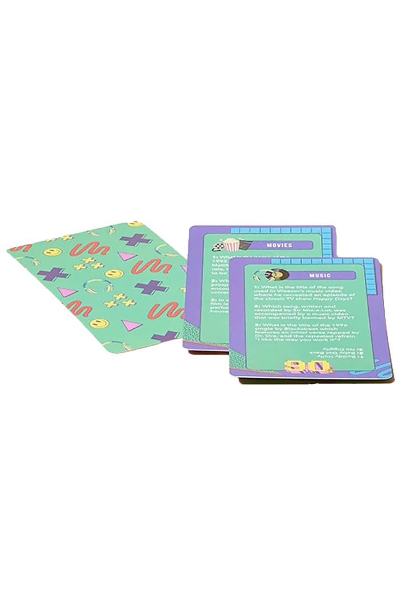 90's Trivia Cards, Party Card Game, 180 Cool Questions, Alternate, color, Multicolored
