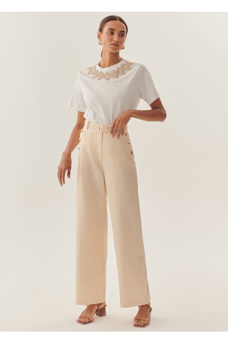 Ember Refined Creased Wide Leg Pants, Alternate, color, Ecru