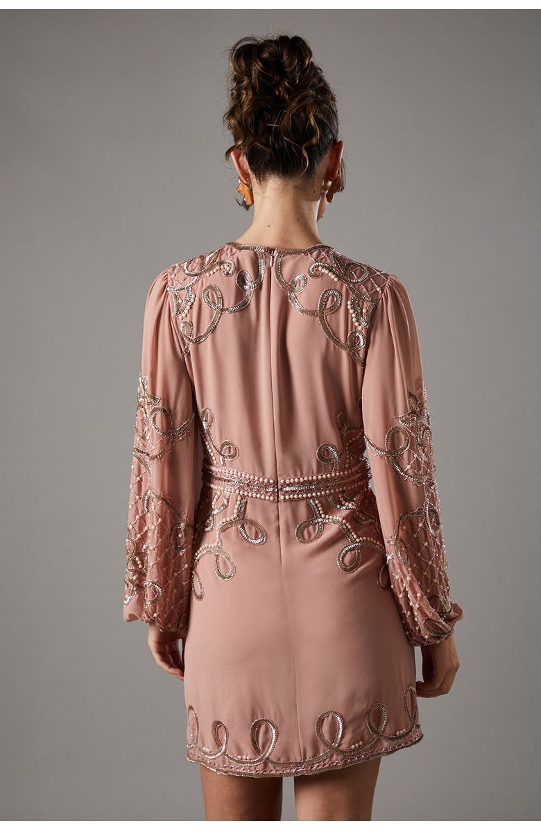 Coast Muse Chiffon Embellished Mini Dress, Alternate, color, Nude