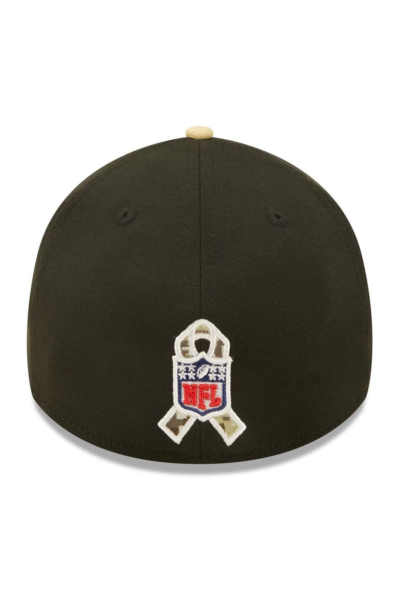 Men's New Era Black/Vegas Gold New Orleans Saints 2022 Salute To Service 39THIRTY Flex Hat, Alternate, color, Black