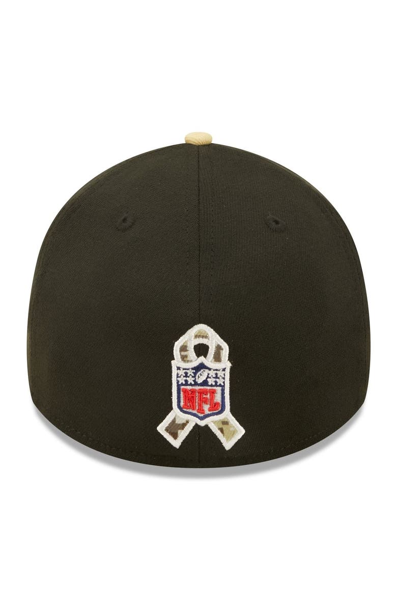 New Era Men's New Era Black/Vegas Gold New Orleans Saints 2022 Salute To Service 39THIRTY Flex Hat, Alternate, color,