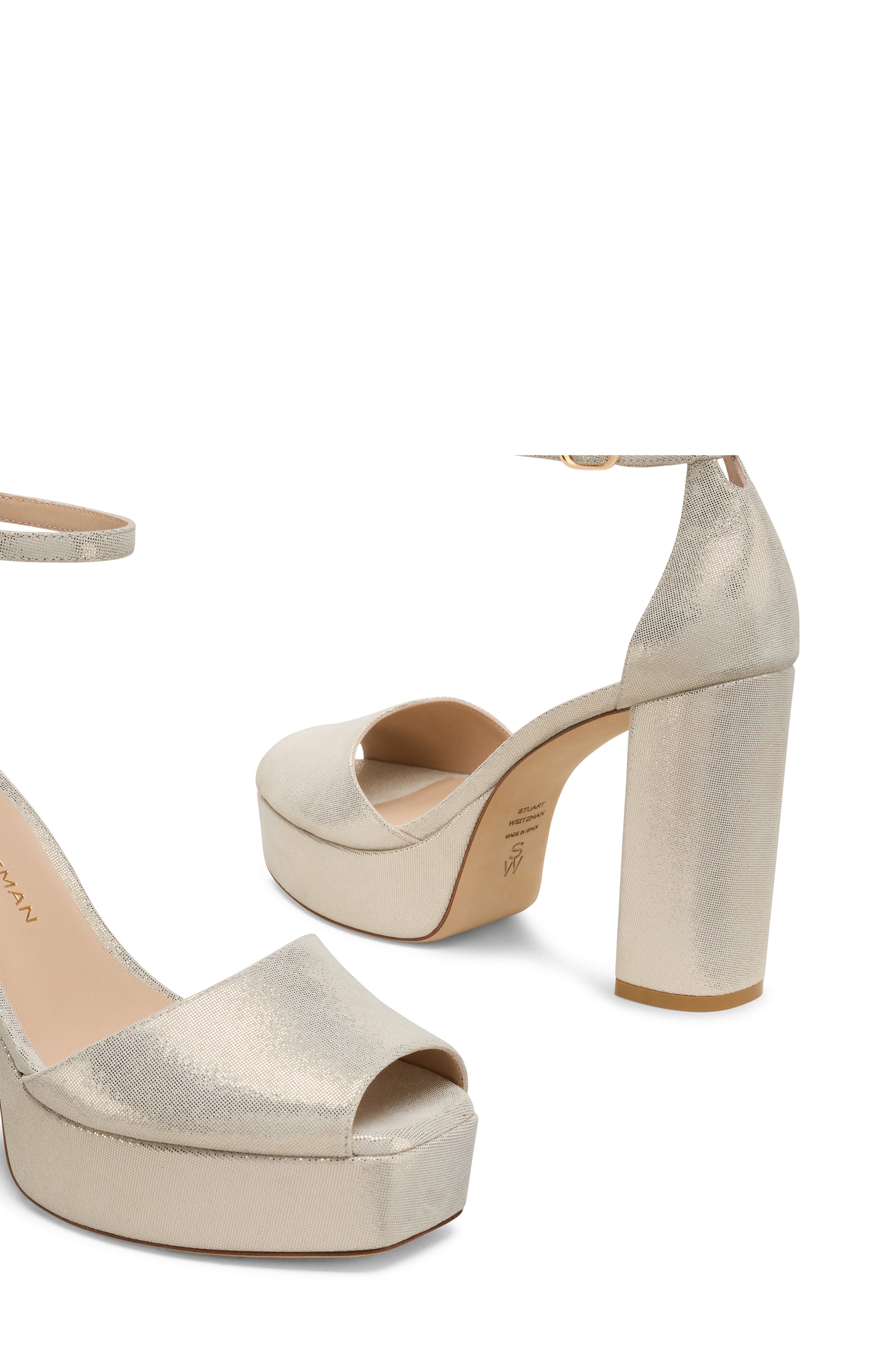 Stuart Weitzman Sabrina Platform Ankle Strap Sandal, Alternate, color, Linen