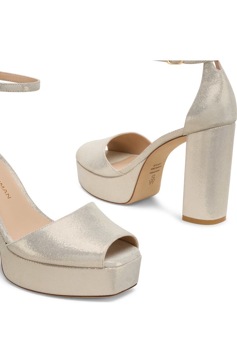 Stuart Weitzman Sabrina Platform Ankle Strap Sandal, Alternate, color, Linen