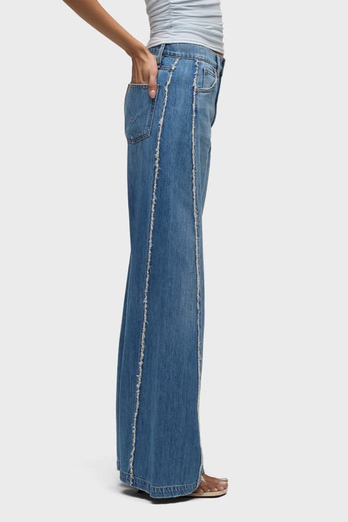 Hudson Jodie Wide Leg Frayed Seam Jeans In Unravel