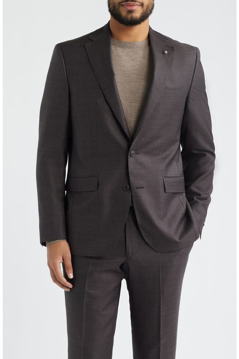 Esprit Contemporary Fit Brown Mélange Super 130s Wool Suit, Alternate, color, BROWN