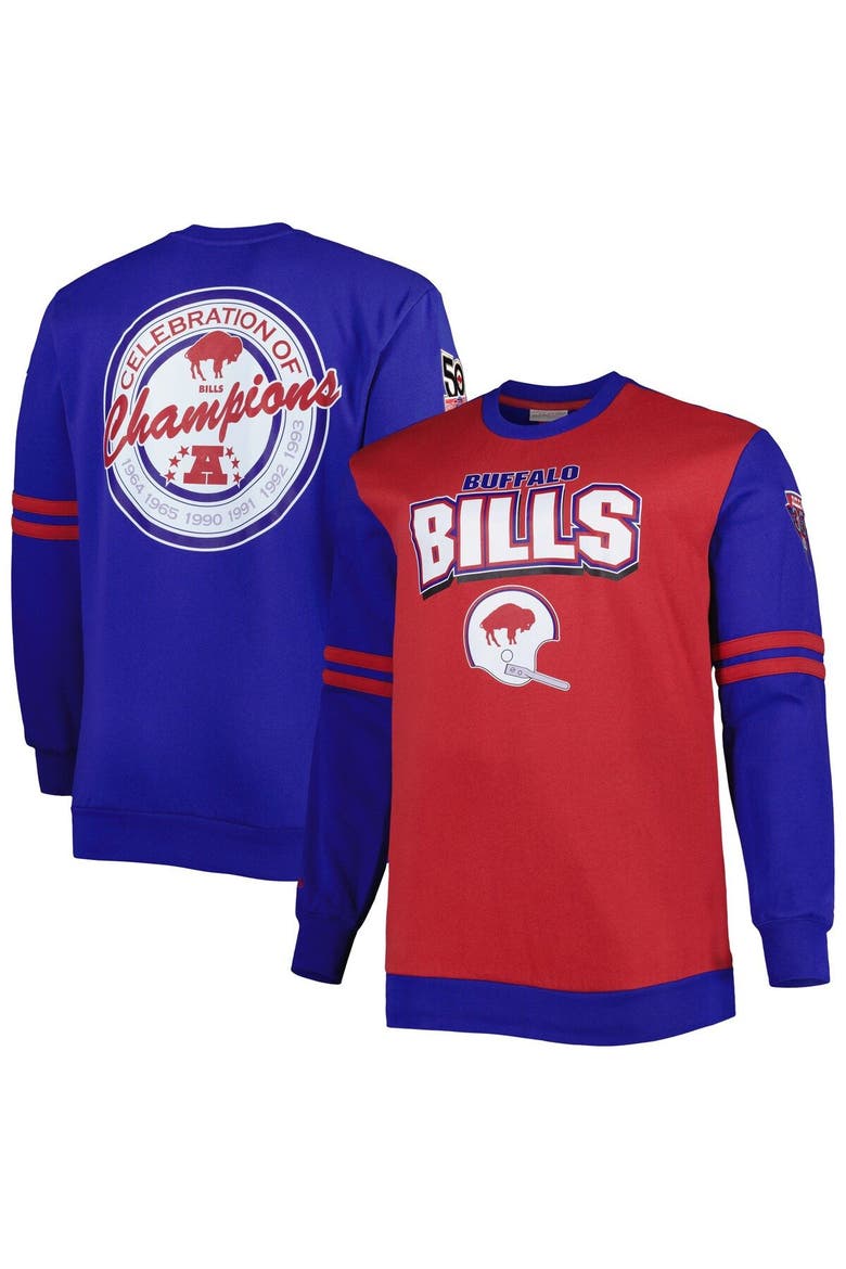 Men's Mitchell & Ness Red/Royal Buffalo Bills Big & Tall Celebration of Champions Pullover Sweatshirt, Main, color, Red