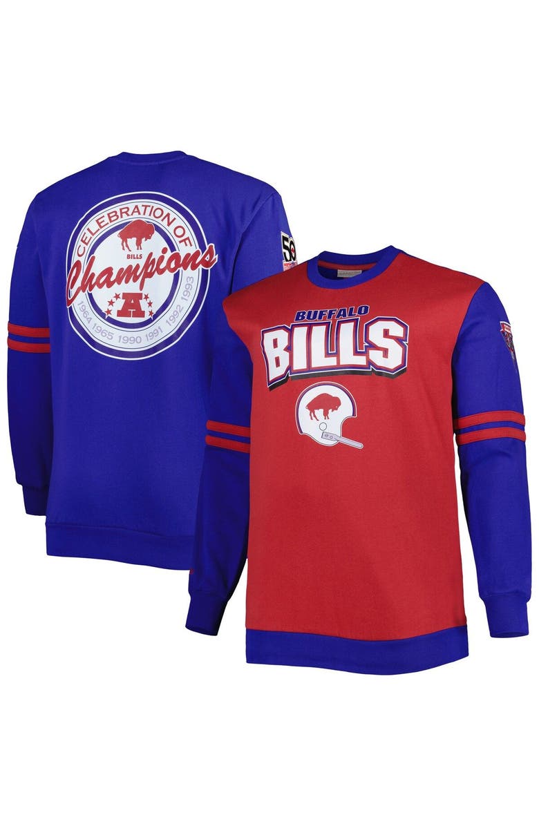 Mitchell & Ness Men's Mitchell & Ness Red/Royal Buffalo Bills Big & Tall Celebration of Champions Pullover Sweatshirt, Main, color, 