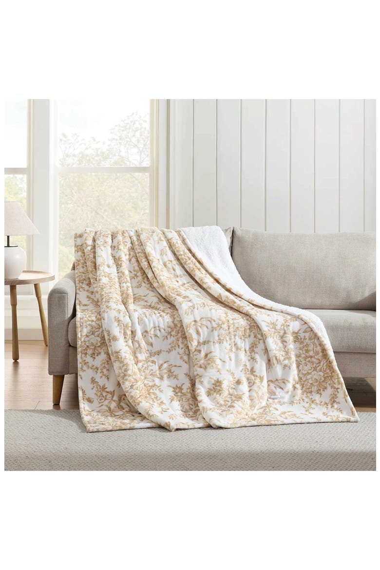Bedford Reversible Faux Shearling Heated Throw Blanket, Alternate, color, LIGHT BEIGE