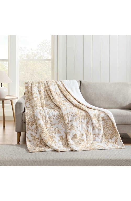 Laura Ashley Bedford Reversible Faux Shearling Heated Throw Blanket In Neutral