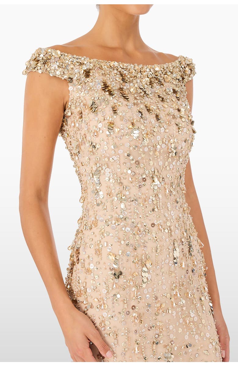 Jenny Packham Jessie Beaded Dress, Alternate, color, Illusion