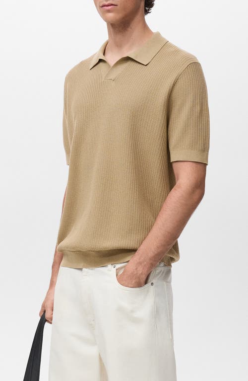 Mango Rib Johnny Collar Polo In Brown