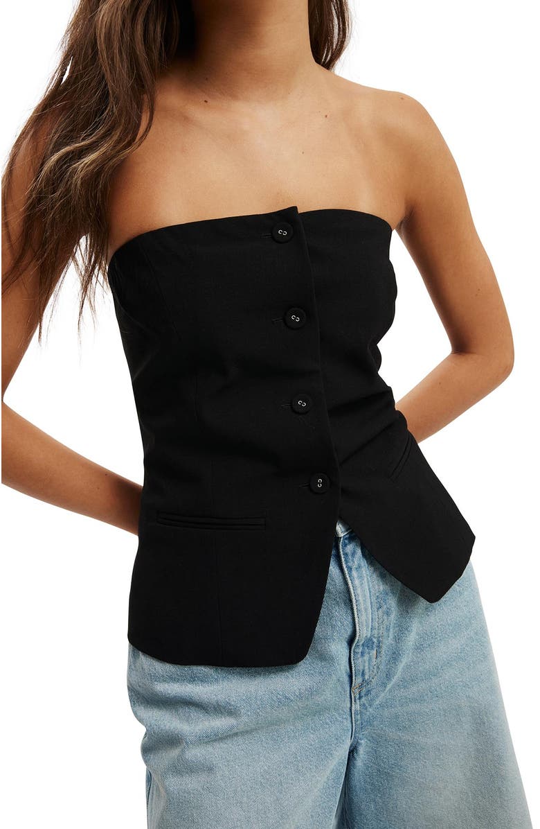 Cotton On Women's Luis Strapless Suiting Vest, Alternate, color,
