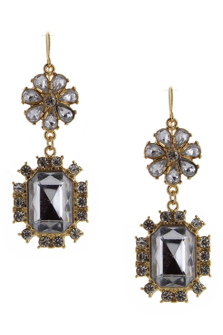 Layla Crystal Drop Earrings, Main, color, GOLD