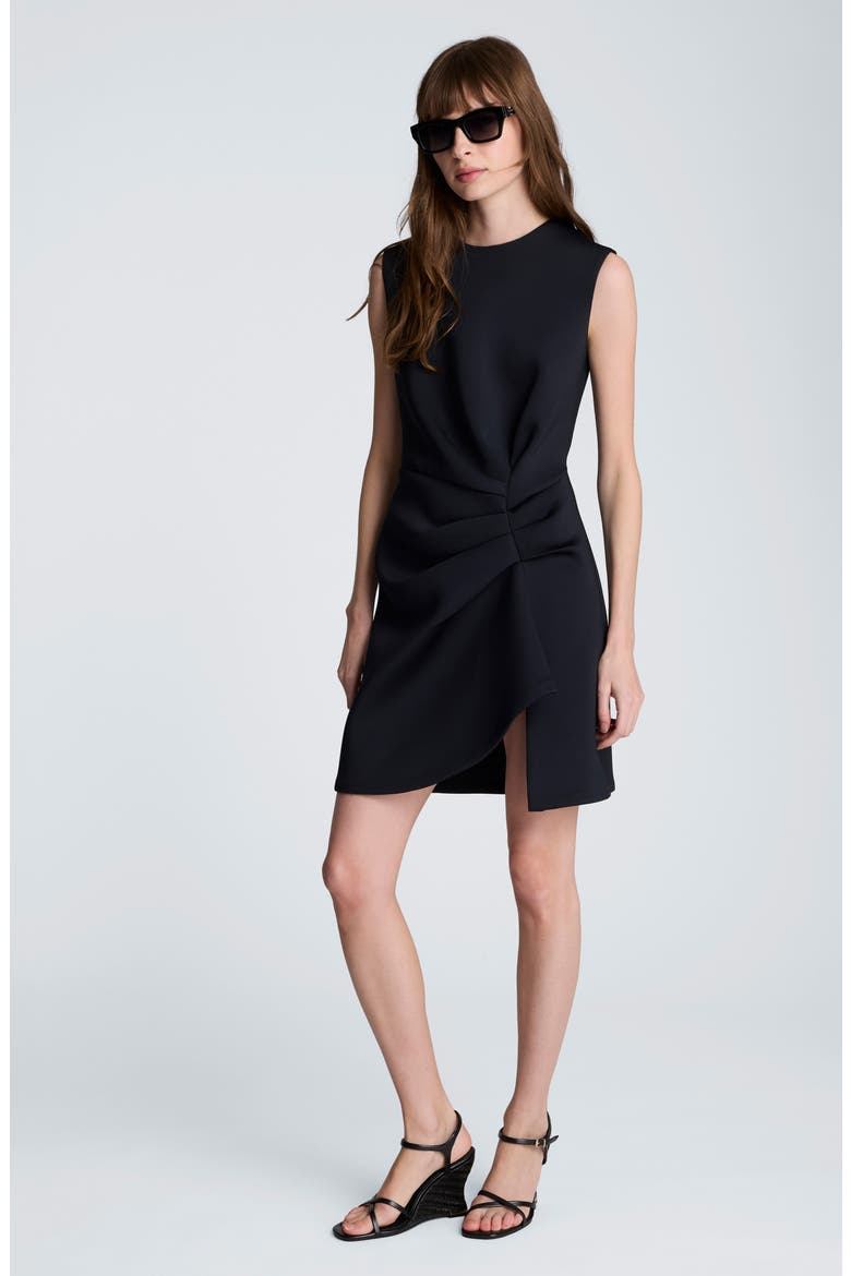 Drape Pleated Sleeveless Dress, Alternate, color, BLACK