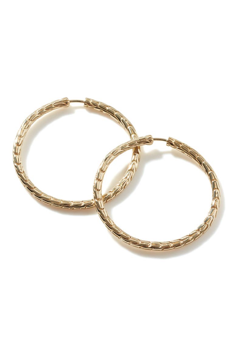 Carved Chain Hoop Earrings, Gold, 30mm, Alternate, color, GOLD