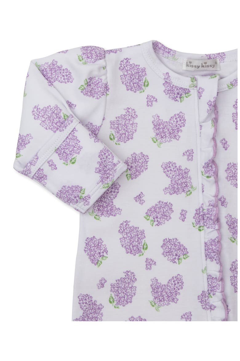 Floral Ruffle Edge Pima Cotton Footie, Alternate, color, LILAC
