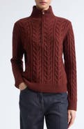Max Mara Libero Cable Knit Cashmere Quarter Zip Sweater