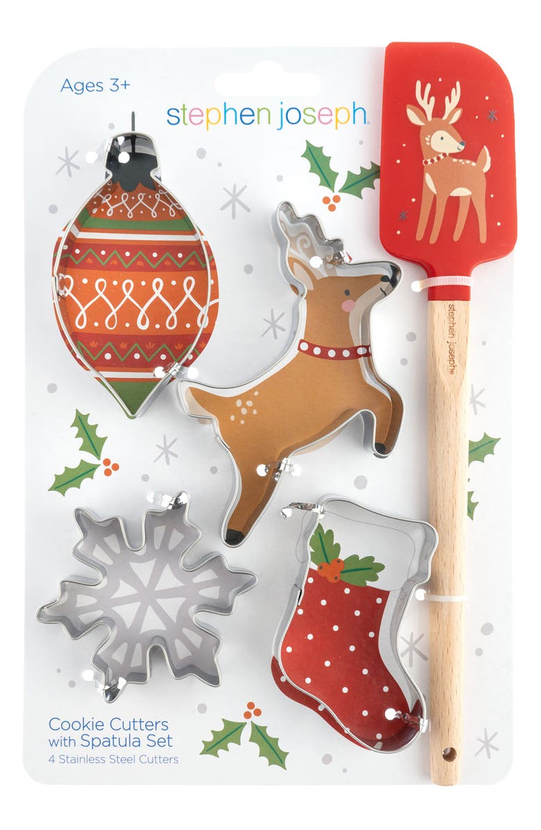 Stephen Joseph Kids' Holiday Cookie Cutter & Spatula Set, Main, color, Red