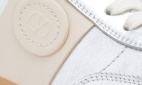 Valentino Laminated Leather Upvillage Sneakers In Silver