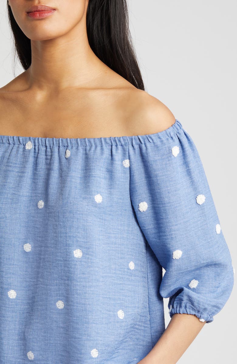 Loveappella Off the Shoulder Top, Alternate, color, Chambray