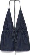 MANGO Denim Halter Top